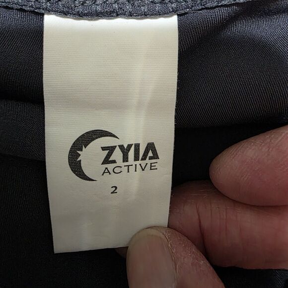 Zyia Active Leggings Womens 2 Grey Neon Yellow Ruched Running Bright Athletic - Picture 5 of 9